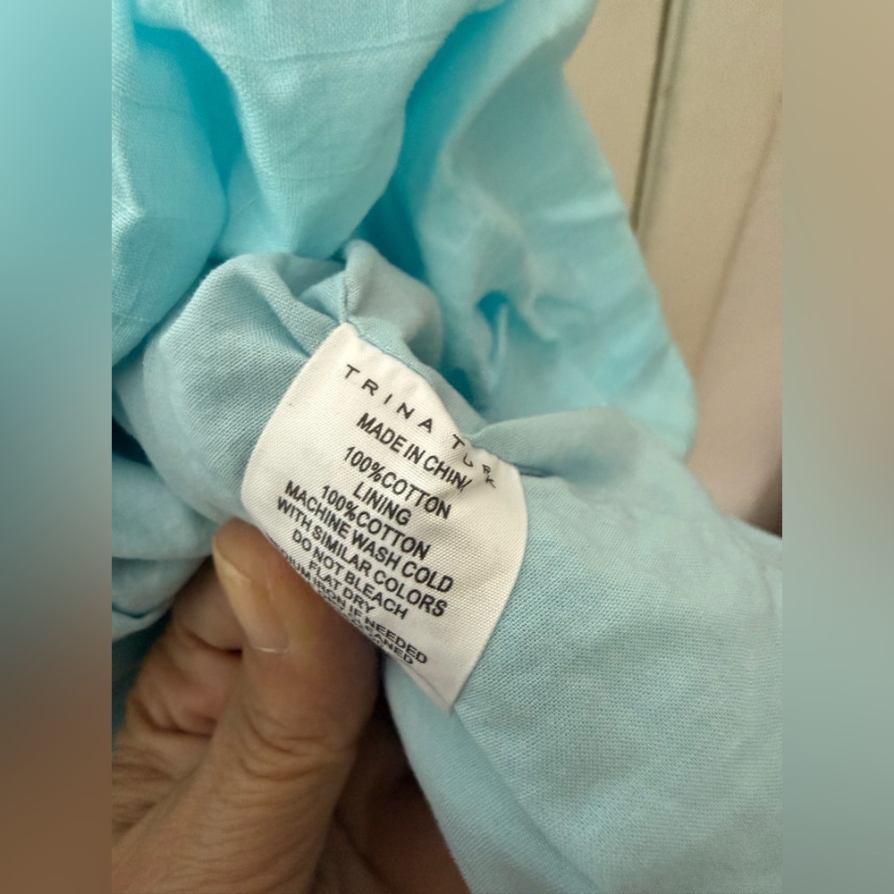 Trina Turk NWT Cherish, sky blue, gingham, bubble hem, sleeveless mini dress L - Picture 12 of 12
